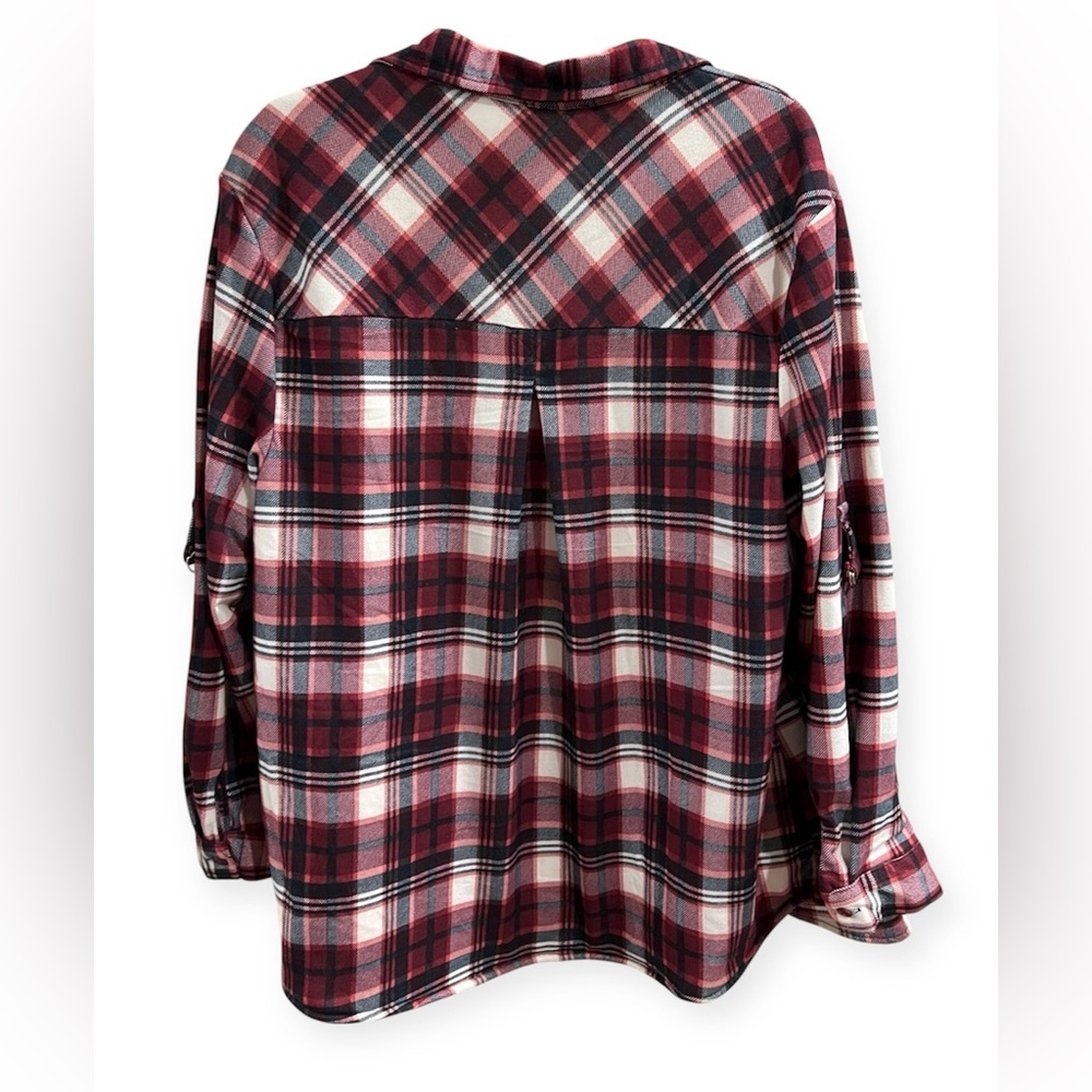 Eden & Olivia Plaid Button Down Shirt with Faux Sherpa Lining, Size 1X, SO SOFT! - Picture 2 of 8